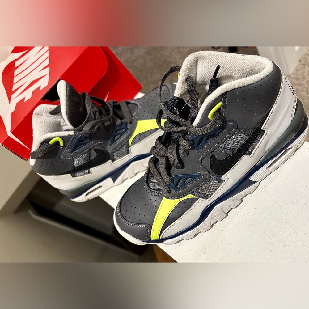 Nike Kids Dark Gray and Neon Yellow Sneakers
